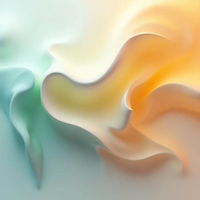 Abstrakt digital komposisjon med flytende former og myke fargegraderinger, Marit Moe.